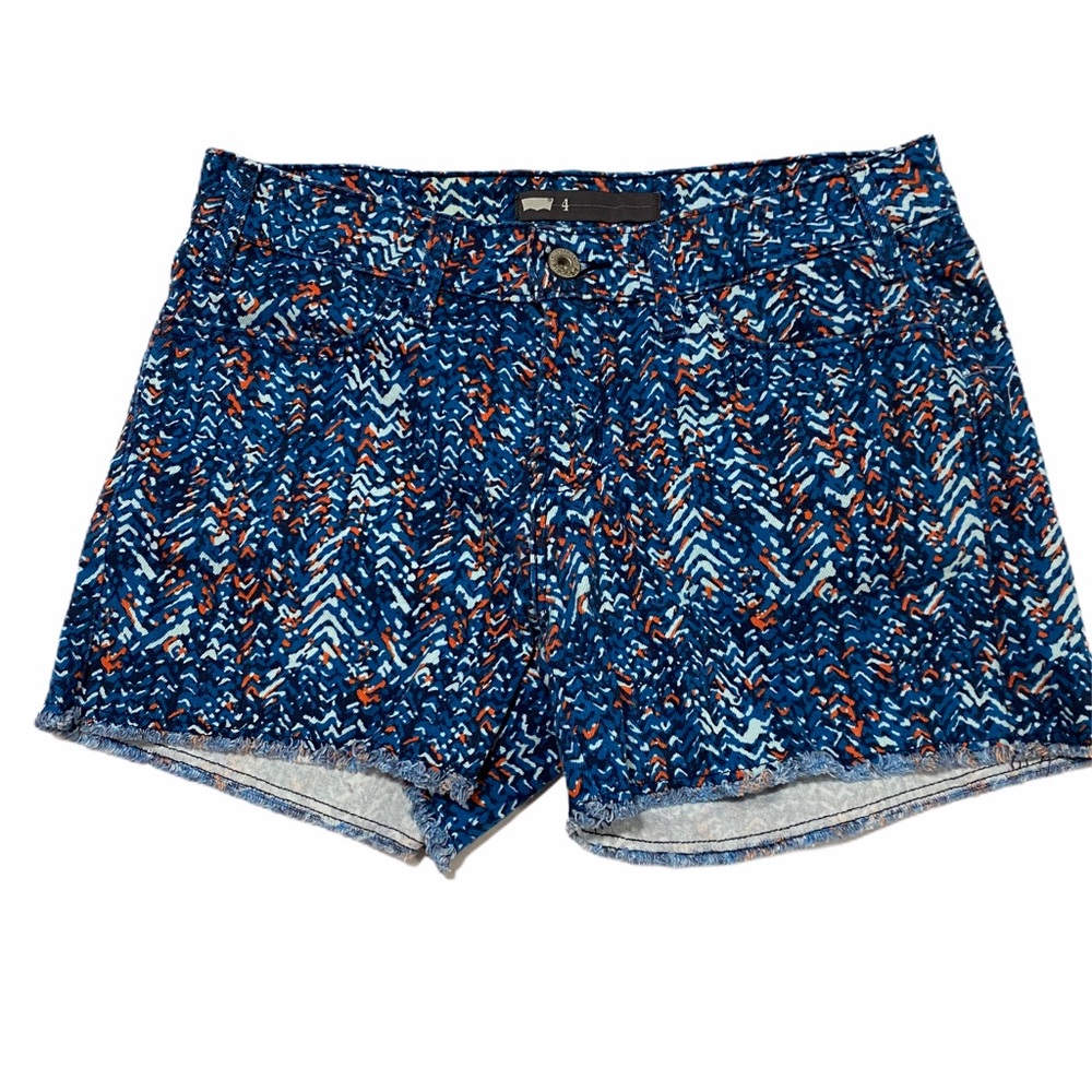 Levi’s Blue & Orange Print Stretch Denim Shorts